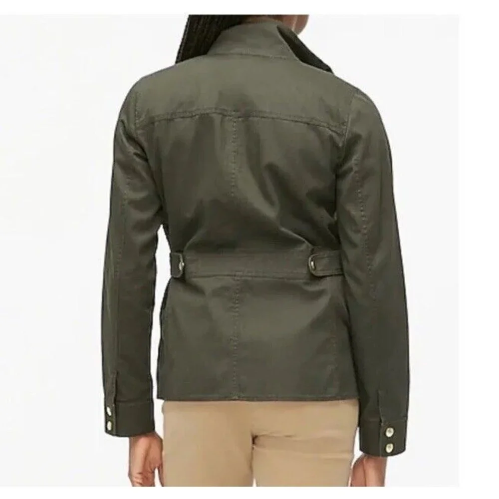 J. Crew Resin Coated Twill Field Olive Green Jacket XS Women’s